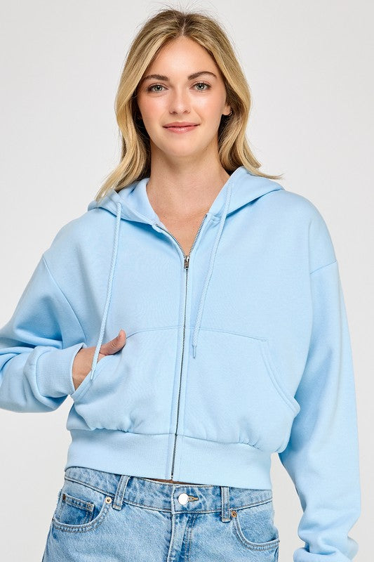 Zipper Hoodie Light Blue