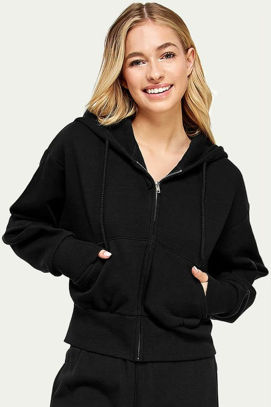 Cropped Zip Up Hoodie