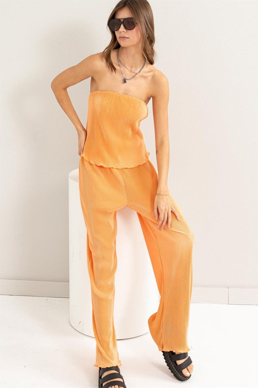 Pleated Tube top Pants Set
