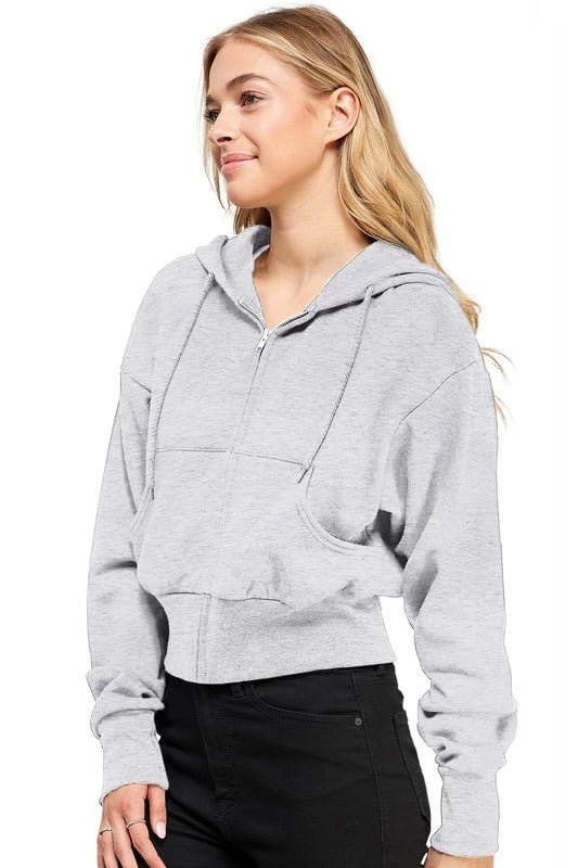 Cropped Zip Up Hoodie