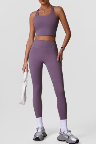 Cross Back Bra Set Legging w/side pocket