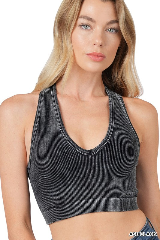 Ribbed Cropper Racer Tank