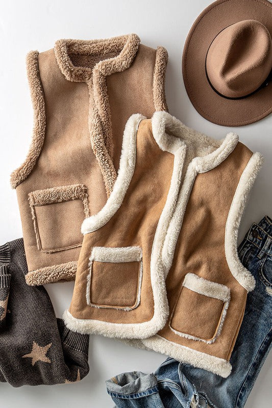 Suede Sherpa Vest