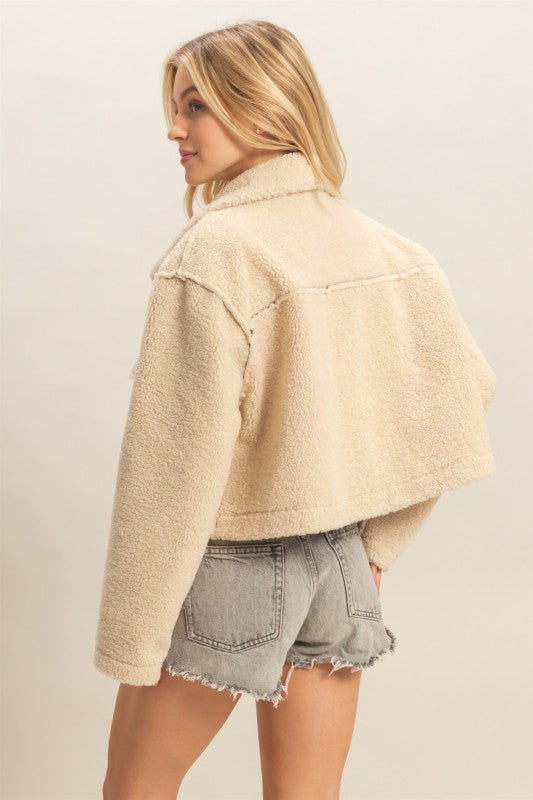 Reversible Suede Sherpa Jacket