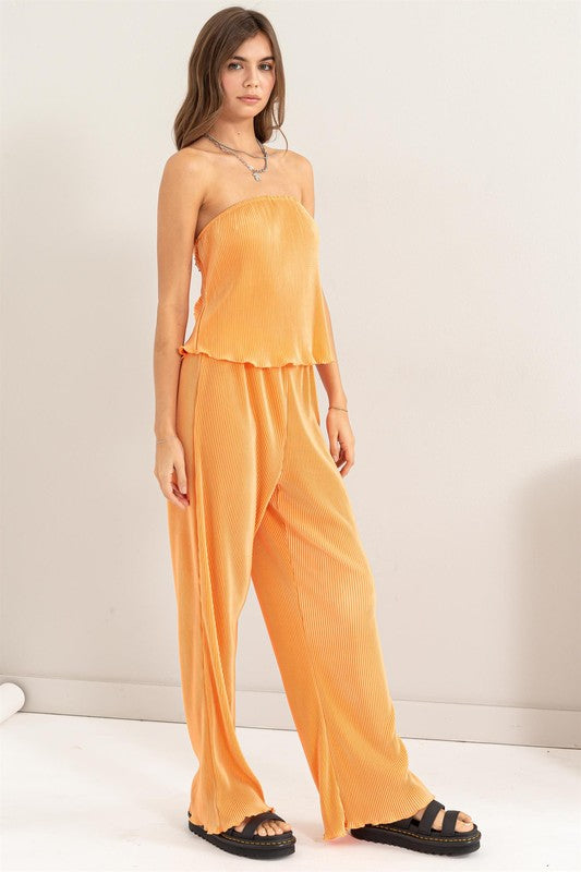 Pleated Tube top Pants Set