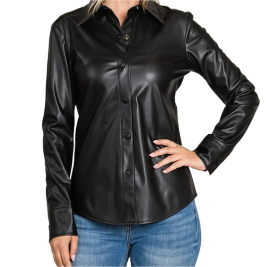 Pleather Button Shirt