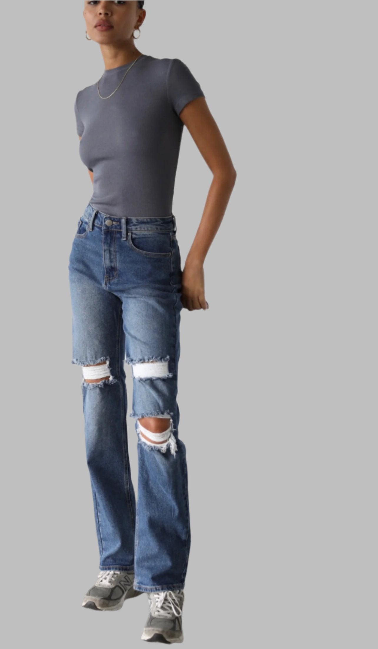 Distressed Straight Leg Denim