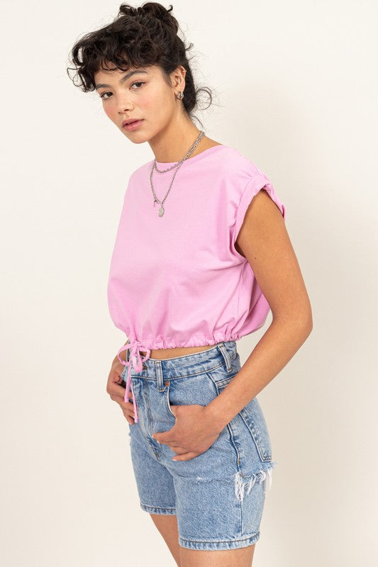 Crop Drawstring Shirt