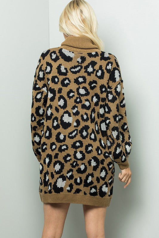 Oversized Cheetah Sweater Dress