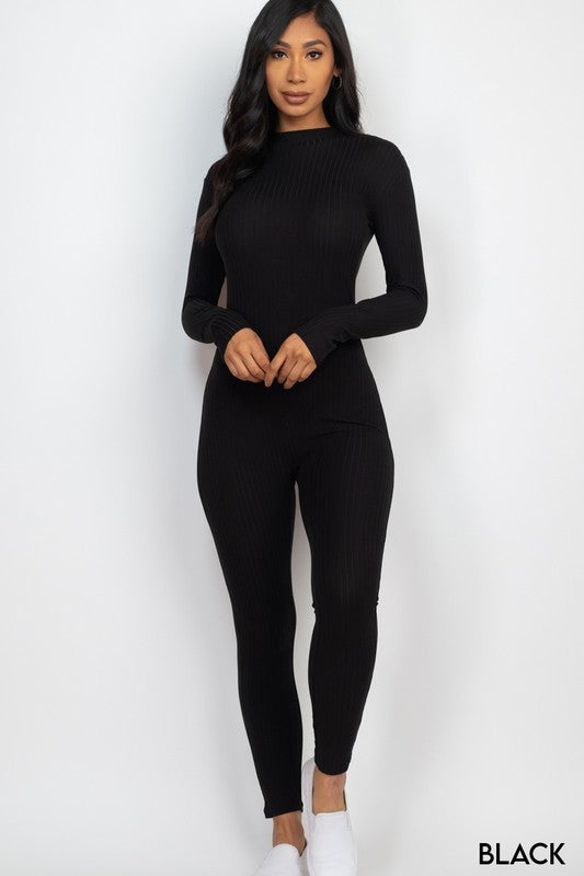 Ribbed Mock Neck One Piece