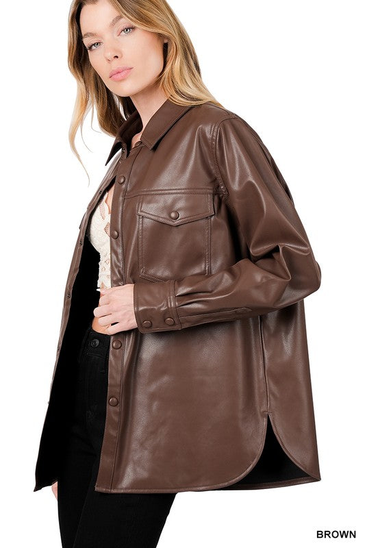 Dana Vegan Leather Shacket