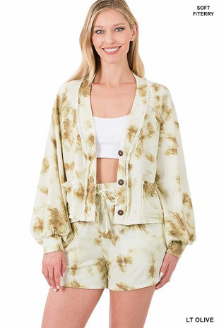 Terry Tie Dye Cardigan Set