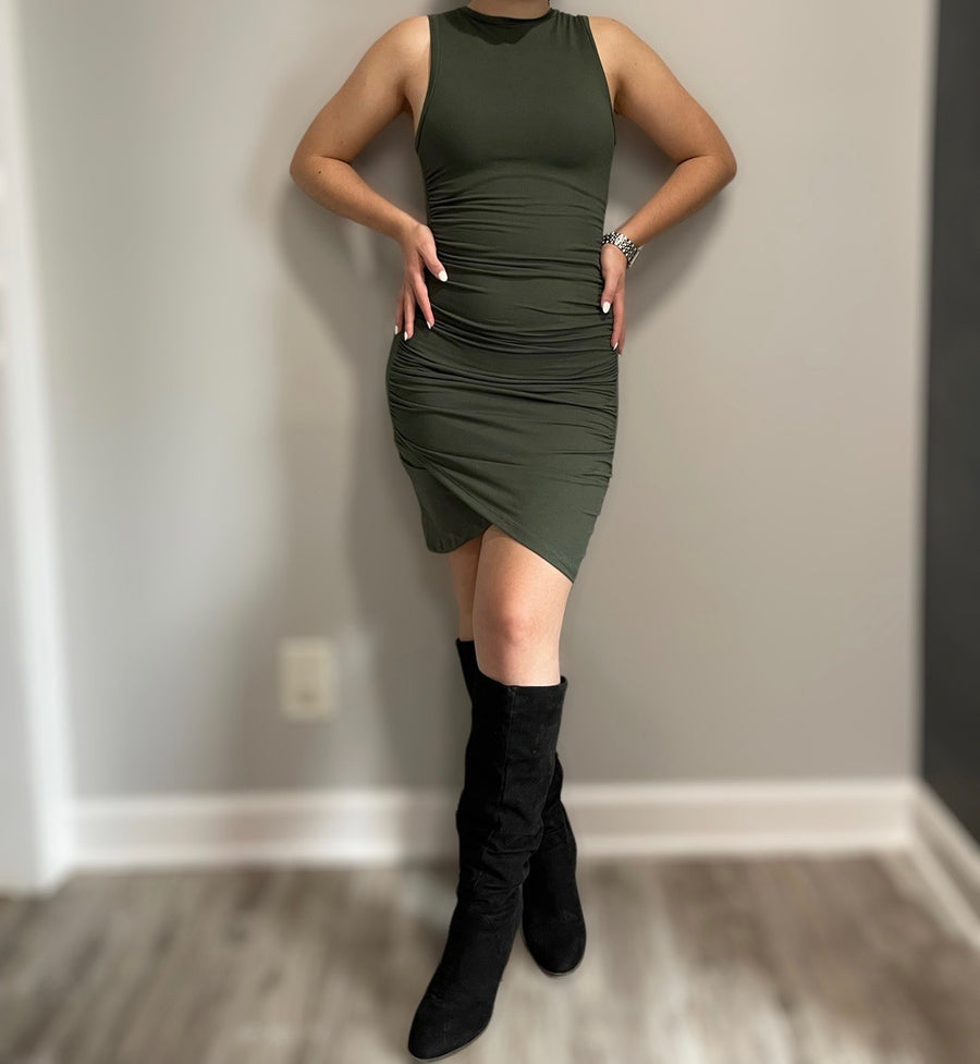 Shirred bodycon Mini Dress