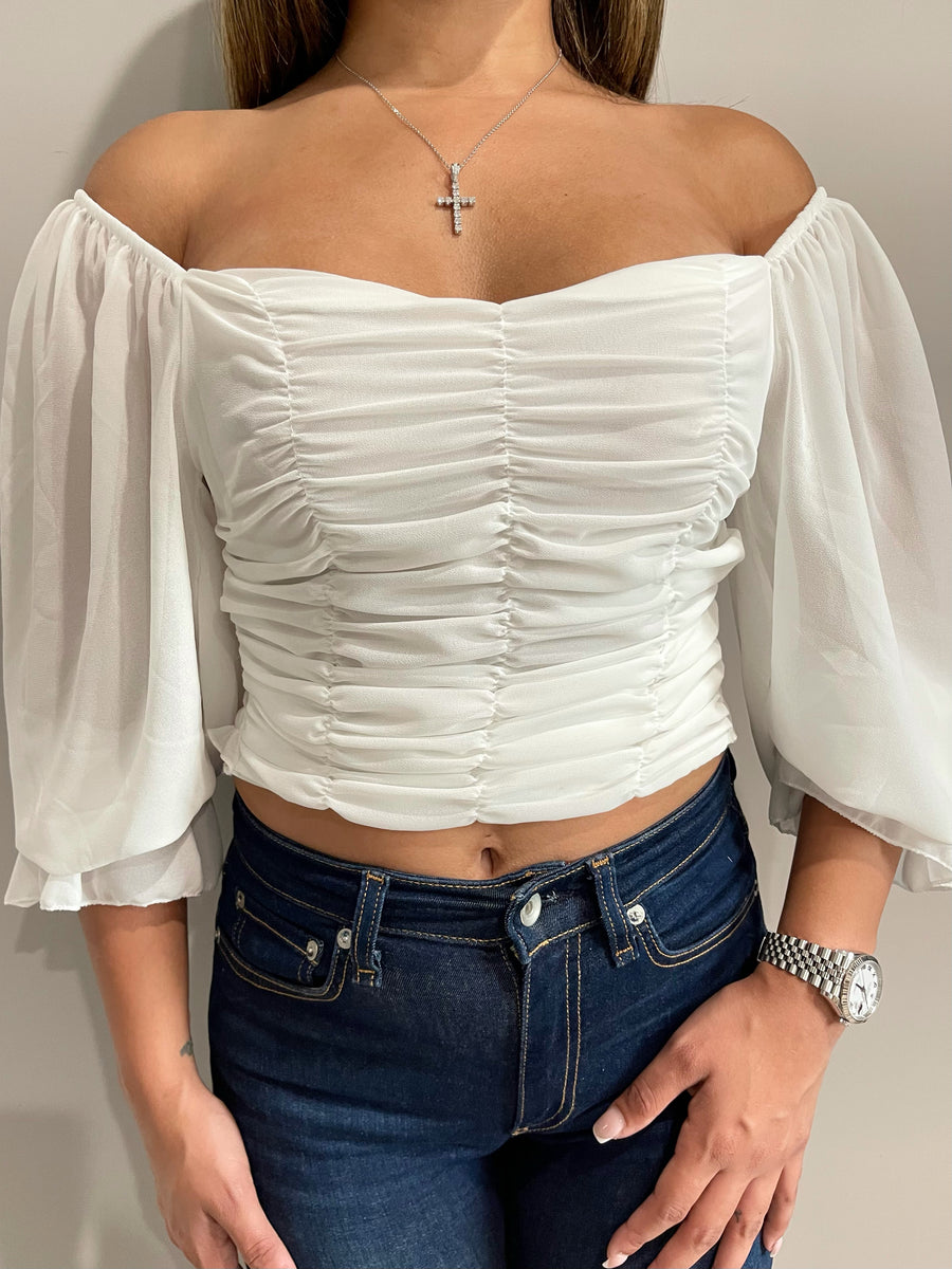 Sely Ruched Puff Sleeve